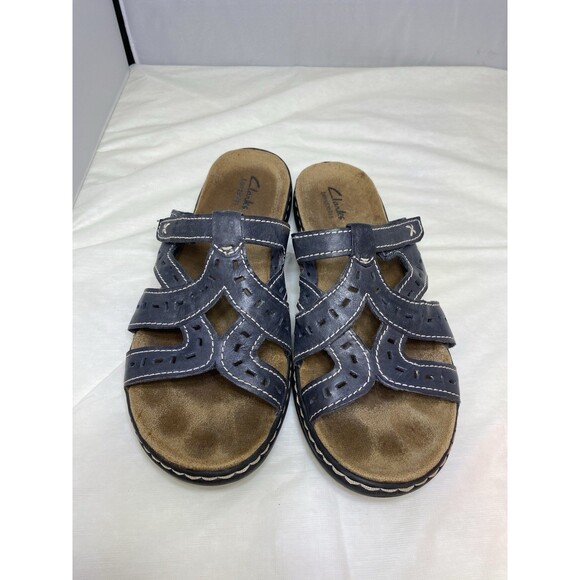 Clarks Bendables Womens 9 Wide Slide Flats Comfort 65711 Black Leather Slip On - Picture 9 of 9